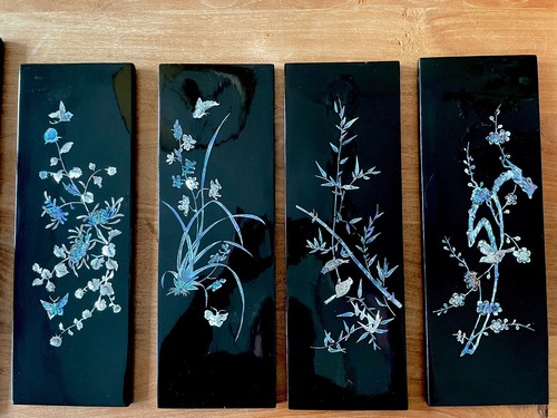 Vier lackbilder asiatisch - vier,