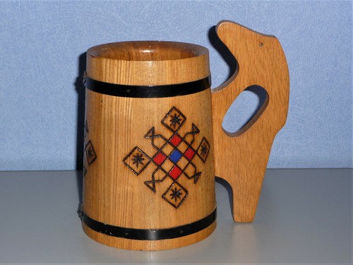 Vintage 70er holz bierkrug - 70er,