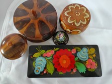 5 Holzdosen, Konvolut, teils