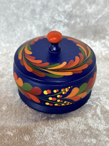 Folk art schmuckdose holz blau - folk,